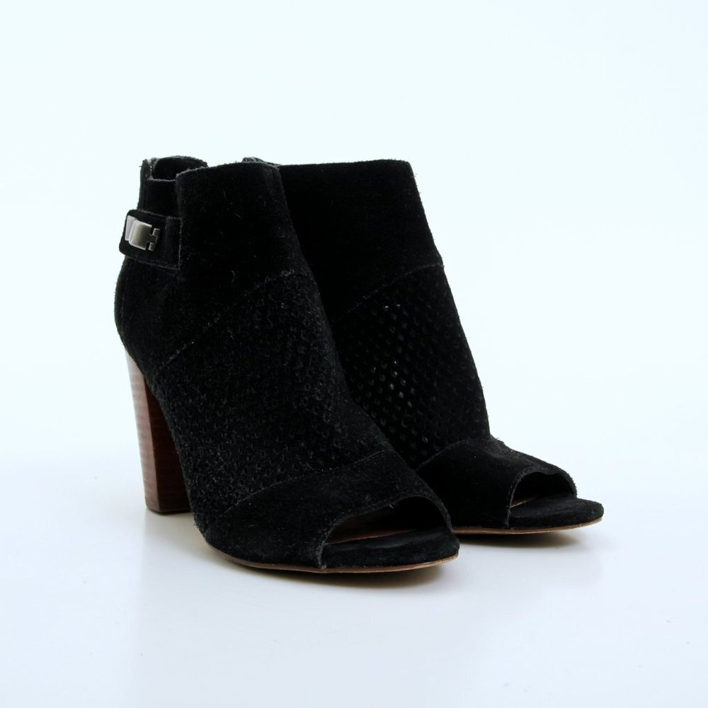 Dolce Vita Mariana Perforated Open Toe Heeled Ankle Boots Black Women Size 8.5